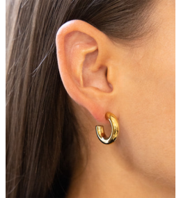 Les Boucles d'oreilles créoles Jeanne en acier PVD jaune, diamètre 20mm, ZAG bijoux, SEC21313-01UNI5X20