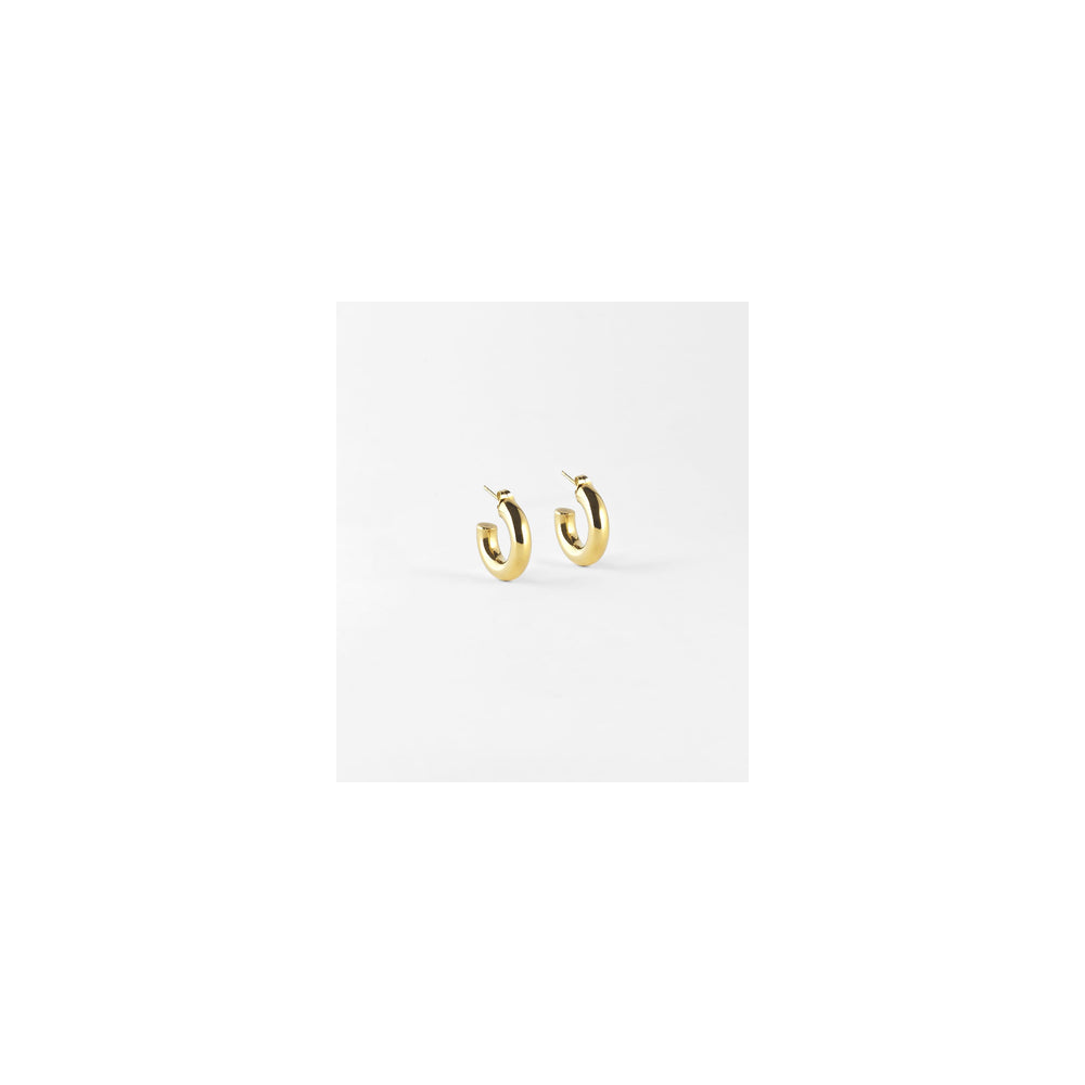 Boucles d'oreilles créoles Jeanne en acier PVD jaune, diamètre 20mm, ZAG bijoux, SEC21313-01UNI5X20
