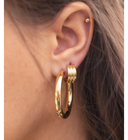 Les Boucles d'oreilles créoles Angélique en acier PVD jaune, diamètre 40mm, ZAG bijoux, SEC21313-01UNI5X40