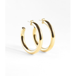 Boucles d'oreilles créoles Angélique en acier PVD jaune, diamètre 40mm, ZAG bijoux, SEC21313-01UNI5X40