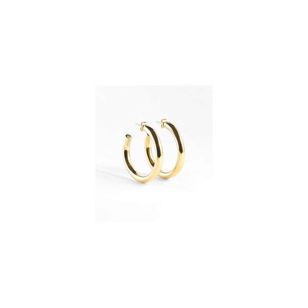 Boucles d'oreilles créoles Angélique en acier PVD jaune, diamètre 40mm, ZAG bijoux, SEC21313-01UNI5X40