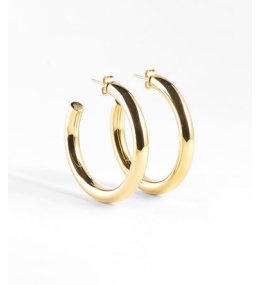 Boucles d'oreilles créoles Angélique en acier PVD jaune, diamètre 40mm, ZAG bijoux, SEC21313-01UNI5X40