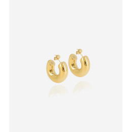 Boucles d'oreilles créoles Thaïs en acier PVD jaune, diamètre 11mm, ZAG bijoux, SEC21313-01UNI8X25