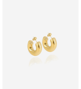 Boucles d'oreilles créoles Thaïs en acier PVD jaune, diamètre 11mm, ZAG bijoux, SEC21313-01UNI8X25