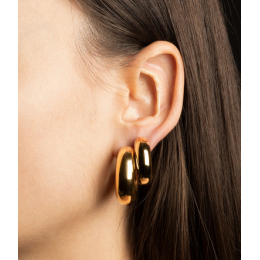 Les Boucles d'oreilles créoles Thaïs en acier PVD jaune, diamètre 11mm, ZAG bijoux, SEC21313-01UNI8X25