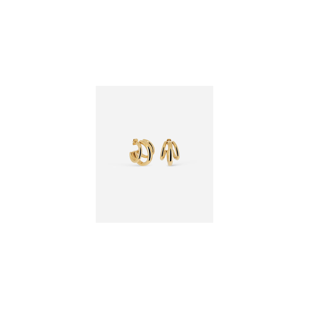 Boucles d'oreilles créoles Trilogy en acier PVD jaune, diamètre 20mm, ZAG bijoux, SEC21345-01UNI25