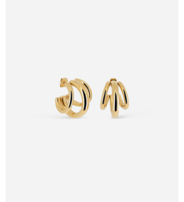 Boucles d'oreilles créoles Trilogy en acier PVD jaune, diamètre 20mm, ZAG bijoux, SEC21345-01UNI25