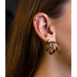 Les Boucles d'oreilles créoles Trilogy en acier PVD jaune, diamètre 20mm, ZAG bijoux, SEC21345-01UNI25