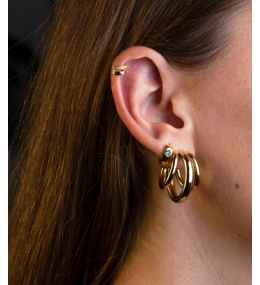 Les Boucles d'oreilles créoles Trilogy en acier PVD jaune, diamètre 20mm, ZAG bijoux, SEC21345-01UNI25