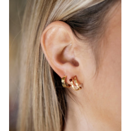 Les Boucles d'oreilles créoles Zaria en acier PVD jaune, diamètre 11mm, ZAG bijoux, SEC22036-01WHT