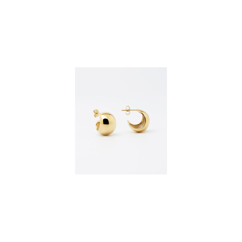 Boucles d'oreilles créoles Cecilia en acier PVD jaune, diamètre 12mm, ZAG bijoux, SEC22092-01UNI