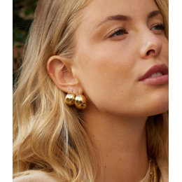 Les Boucles d'oreilles créoles Cecilia en acier PVD jaune, diamètre 12mm, ZAG bijoux, SEC22092-01UNI