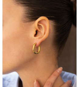 Les Boucles d'oreilles créoles Sublime en acier PVD jaune, ZAG bijoux, SEC22970-01UNI