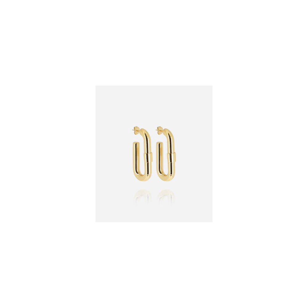 Boucles d'oreilles créoles Lafra en acier PVD jaune, ZAG bijoux, SEC24210-01UNI