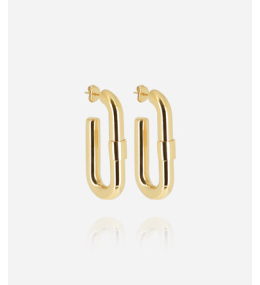 Boucles d'oreilles créoles Lafra en acier PVD jaune, ZAG bijoux, SEC24210-01UNI
