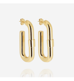 Les Boucles d'oreilles créoles Lafra en acier PVD jaune, ZAG bijoux, SEC24210-01UNI
