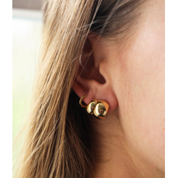 Les Boucles d'oreilles créoles Pegasi en acier PVD jaune, ZAG bijoux, SEC24313-01UNI