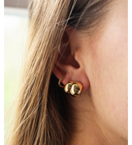 Les Boucles d'oreilles créoles Pegasi en acier PVD jaune, ZAG bijoux, SEC24313-01UNI