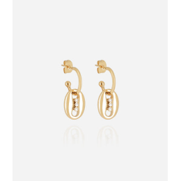 Boucles d'oreilles créoles Otto en acier PVD jaune et oxydes de zirconium ZAG bijoux, SEC25355-01UNI