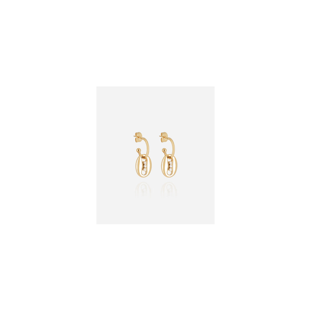 Boucles d'oreilles créoles Otto en acier PVD jaune et oxydes de zirconium ZAG bijoux, SEC25355-01UNI