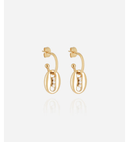 Boucles d'oreilles créoles Otto en acier PVD jaune et oxydes de zirconium ZAG bijoux, SEC25355-01UNI