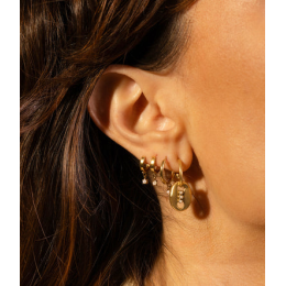Les Boucles d'oreilles créoles Otto en acier PVD jaune et oxydes de zirconium ZAG bijoux, SEC25355-01UNI