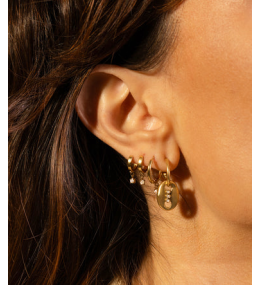 Les Boucles d'oreilles créoles Otto en acier PVD jaune et oxydes de zirconium ZAG bijoux, SEC25355-01UNI