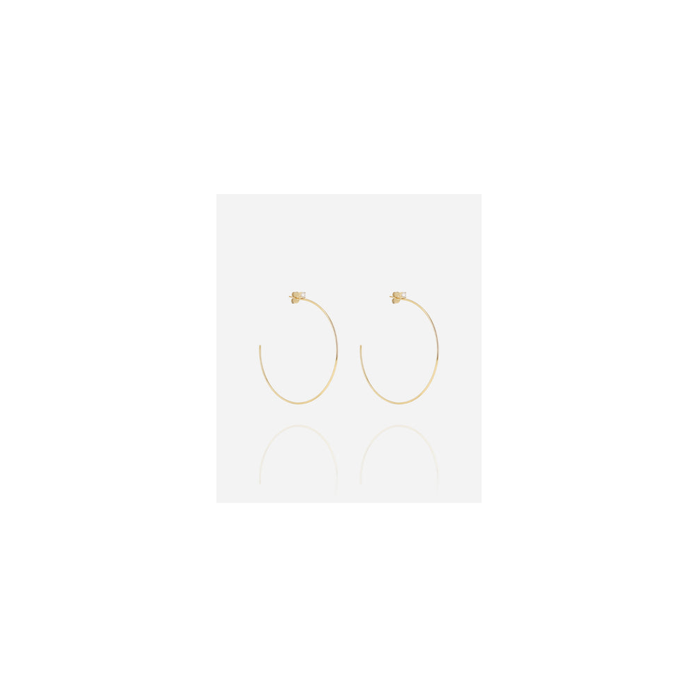 Boucles d'oreilles créoles Romana en acier PVD jaune, diamètre 50mm et oxydes de zirconium ZAG bijoux, SEC25611-01WHT