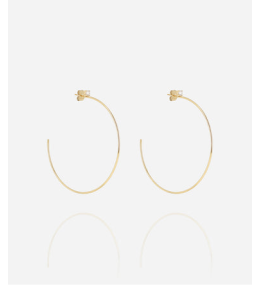 Boucles d'oreilles créoles Romana en acier PVD jaune, diamètre 50mm et oxydes de zirconium ZAG bijoux, SEC25611-01WHT