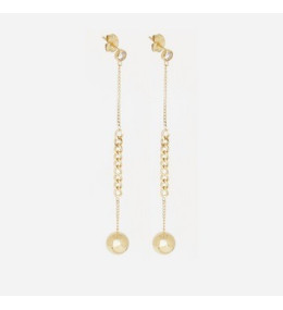 Les Boucles d'oreilles pendantes en acier PVD jaune, ZAG bijoux, SEL21944-01SEL