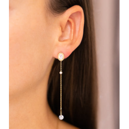 Les Boucles d'oreilles pendantes Kohi en acier PVD jaune et oxydes de zirconium ZAG bijoux, SEL24328-01WHT