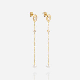 Les Boucles d'oreilles pendantes Kohi en acier PVD jaune et oxydes de zirconium ZAG bijoux, SEL24328-01WHT