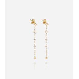 Boucles d'oreilles pendantes Bruma en acier PVD jaune et oxydes de zirconium ZAG bijoux, SEL24468-01WHT