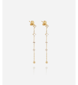 Boucles d'oreilles pendantes Bruma en acier PVD jaune et oxydes de zirconium ZAG bijoux, SEL24468-01WHT