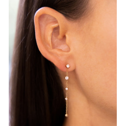 Les Boucles d'oreilles pendantes Bruma en acier PVD jaune et oxydes de zirconium ZAG bijoux, SEL24468-01WHT
