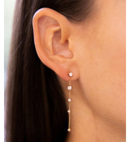 Les Boucles d'oreilles pendantes Bruma en acier PVD jaune et oxydes de zirconium ZAG bijoux, SEL24468-01WHT