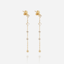 Les Boucles d'oreilles pendantes Bruma en acier PVD jaune et oxydes de zirconium ZAG bijoux, SEL24468-01WHT