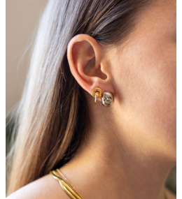 Les Boucles d'oreilles Grâce en acier PVD jaune, ZAG bijoux, SEM23088-01UNI