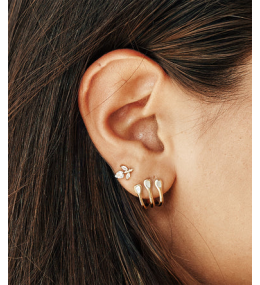 Les Boucles d'oreilles Cadix en acier PVD jaune et nacre ZAG bijoux, SEM24304-01SEL