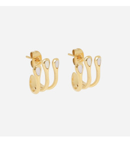 Les Boucles d'oreilles Cadix en acier PVD jaune et nacre ZAG bijoux, SEM24304-01SEL