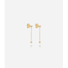 Boucles d'oreilles pendantes Thaumas en acier PVD jaune et oxydes de zirconium ZAG bijoux, SEM24463-01WHT
