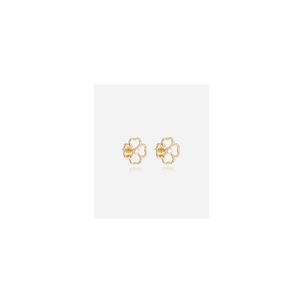Boucles d'oreilles Adone en acier PVD jaune et oxydes de zirconium ZAG bijoux, SEM25388-01WHT