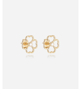 Boucles d'oreilles Adone en acier PVD jaune et oxydes de zirconium ZAG bijoux, SEM25388-01WHT