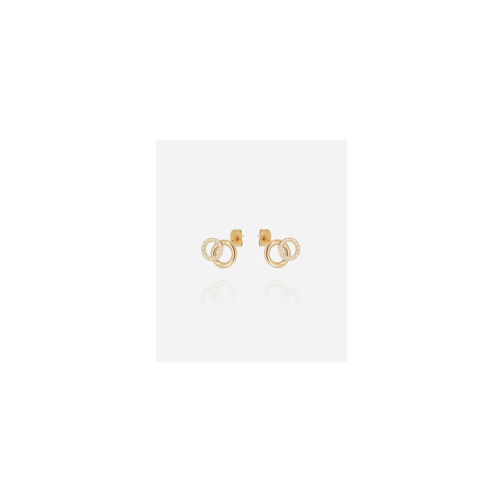 Boucles d'oreilles Antonio en acier PVD jaune et oxydes de zirconium ZAG bijoux, SEM25491-01WHT