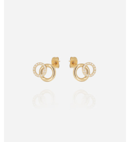 Boucles d'oreilles Antonio en acier PVD jaune et oxydes de zirconium ZAG bijoux, SEM25491-01WHT