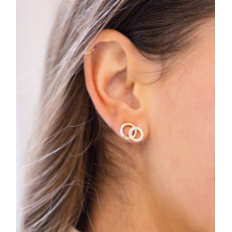 Les Boucles d'oreilles Antonio en acier PVD jaune et oxydes de zirconium ZAG bijoux, SEM25491-01WHT