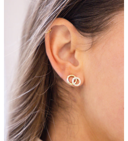 Les Boucles d'oreilles Antonio en acier PVD jaune et oxydes de zirconium ZAG bijoux, SEM25491-01WHT