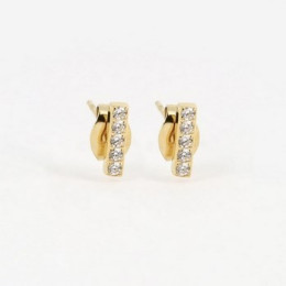 Les Boucles d'oreilles Allen en acier PVD jaune et oxydes de zirconium ZAG bijoux, SEP12149-01WHT