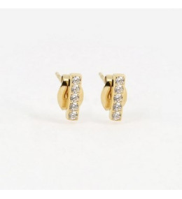 Les Boucles d'oreilles Allen en acier PVD jaune et oxydes de zirconium ZAG bijoux, SEP12149-01WHT