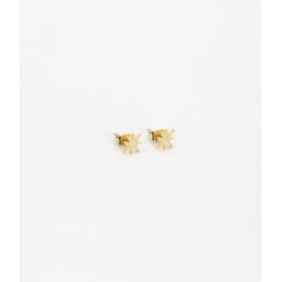 Boucles d'oreilles Isaac en acier PVD jaune et oxydes de zirconium ZAG bijoux, SEP18288-01WHT